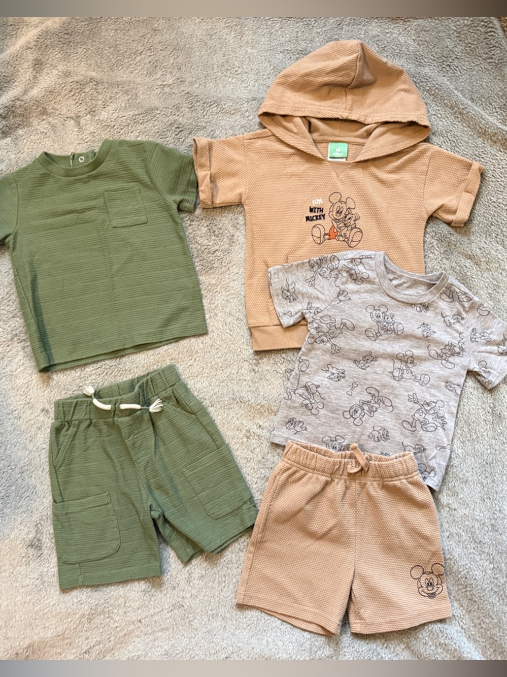 Mickey Mouse Gray/Tan set - Little Lad green set
